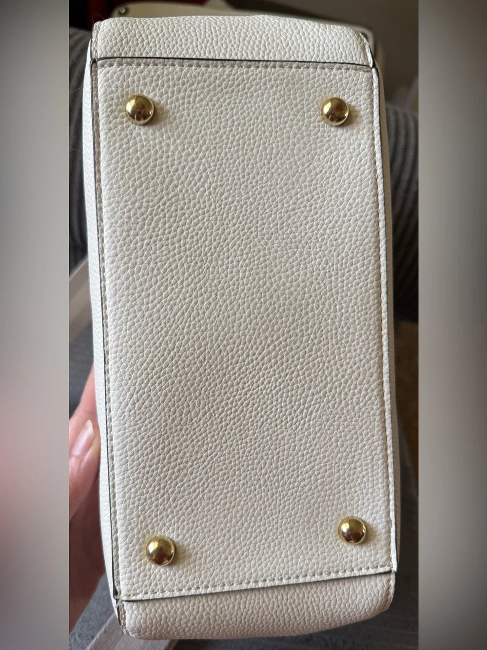 Nanette Lepore White Pebbled Leather Satchel Striped Crossbody Shoulder Strap